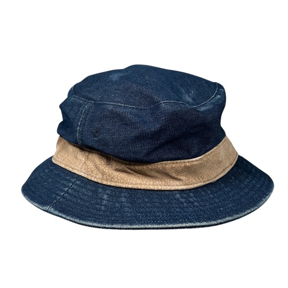 Vintage 80s 90s Kangol Denim Leather Suede Trim Bucket Hat Mens Large / XL - Picture 3 of 10